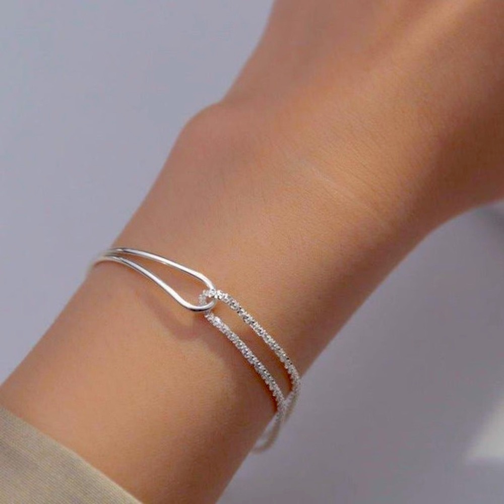 Licol Bracelet Italy .925 Silver Mixed Tubular + Chain Style - Picture 10 of 15